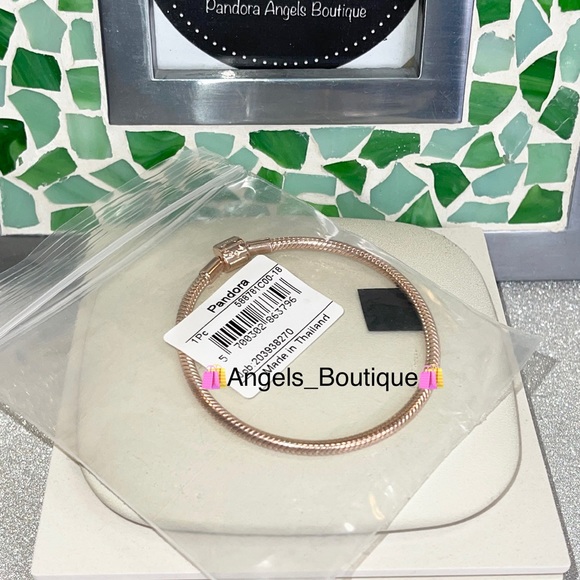 New Pandora Rose Moments Barrel Clasp Snake Chain Bracelet - Picture 5 of 8